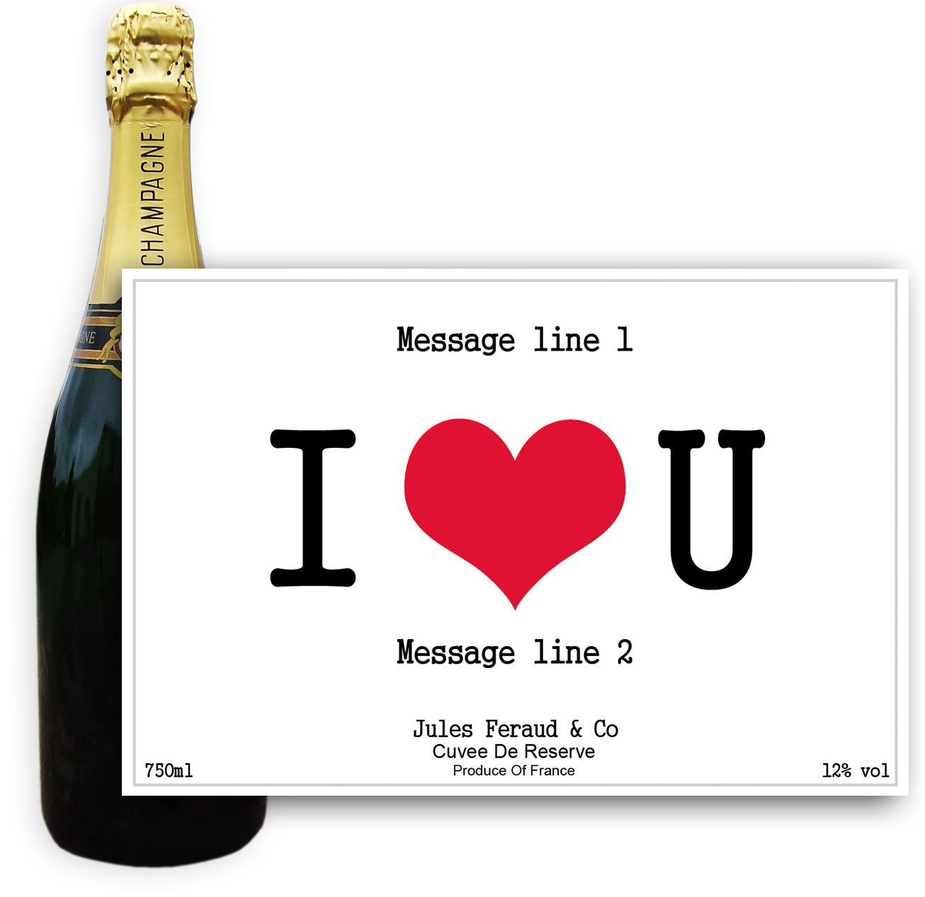 Buy Personalised Champagne - I Love You Label